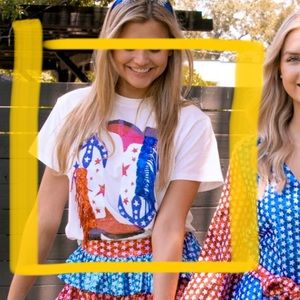 Queen of Sparkles Red and Blue Fringe Boots Tee